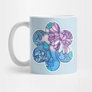 flowers in blue Mug